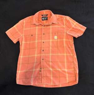 Carhartt Size M Rugged Flex Relaxed Fit Light Weight Short Sleeve Plaid Shirt